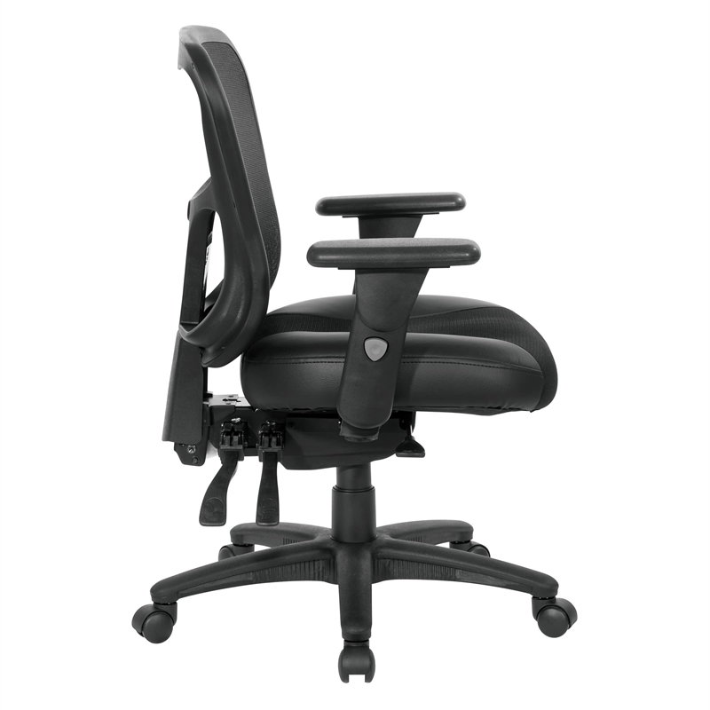 ProGrid High Back Manager Office Chair with Black Leather and Mesh Seat
