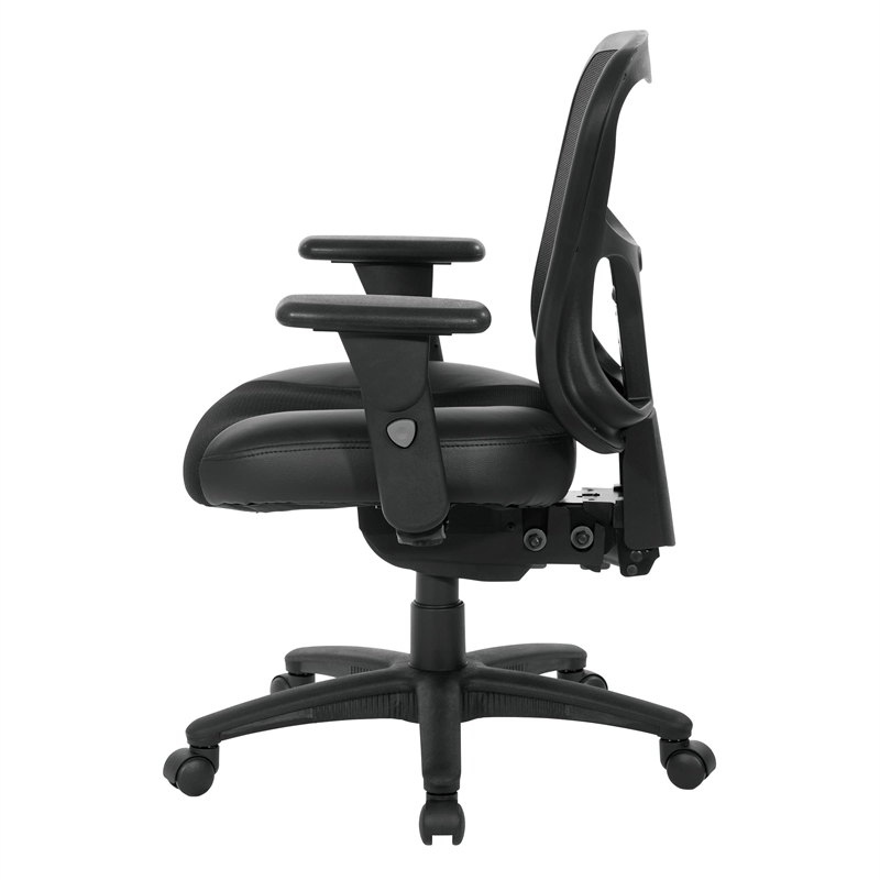 ProGrid High Back Manager Office Chair with Black Leather and Mesh Seat