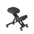 Ergonomically Black Fabric Wood Knee Office Chair in Mahogany Legs