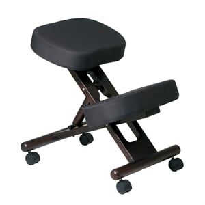Ergonomically Wood Black Fabric Knee Office Chair in Espresso