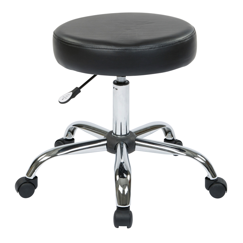 Pneumatic Drafting Chair Backless Stool with Black Vinyl Seat