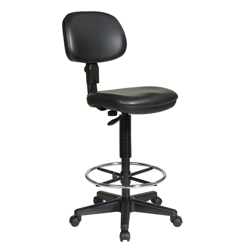 Sculptured Black Seat and Back Vinyl Drafting Chair