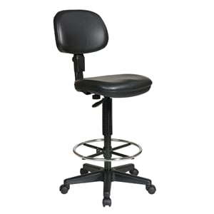 Sculptured Black Seat and Back Vinyl Drafting Chair