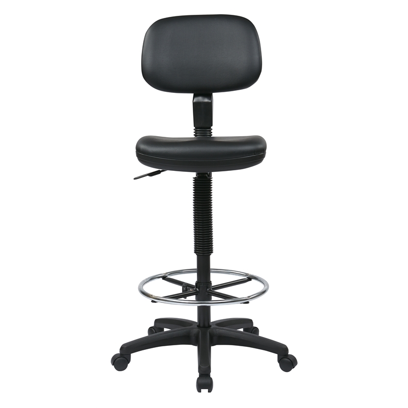 Sculptured Black Seat and Back Vinyl Drafting Chair
