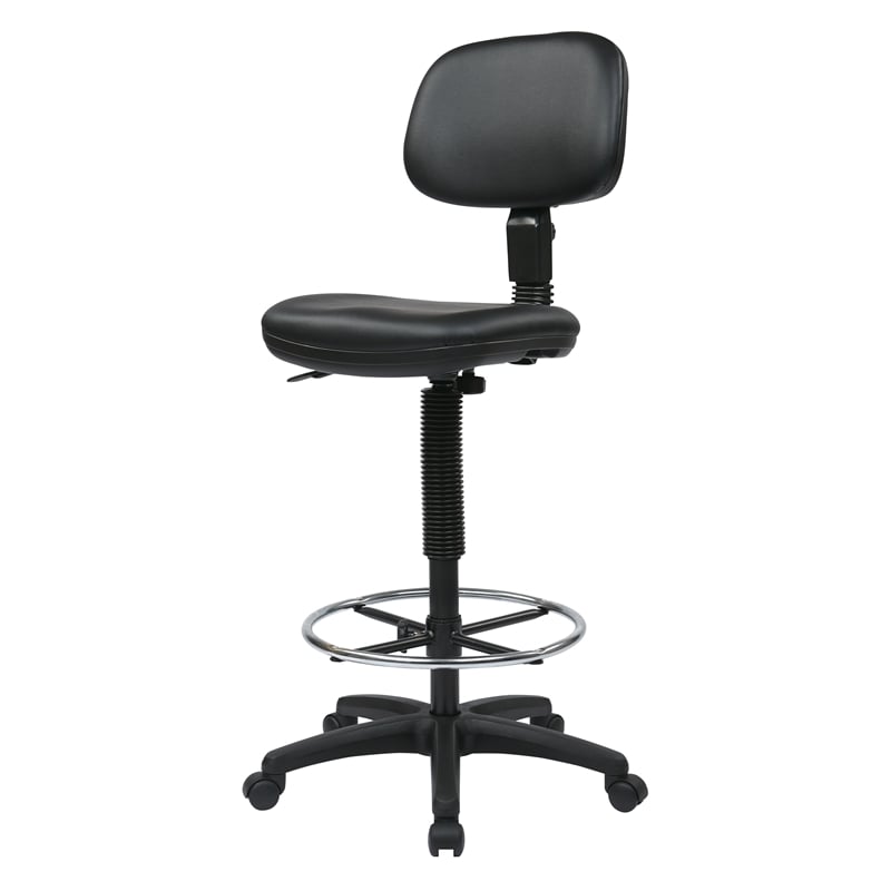 Sculptured Black Seat and Back Vinyl Drafting Chair