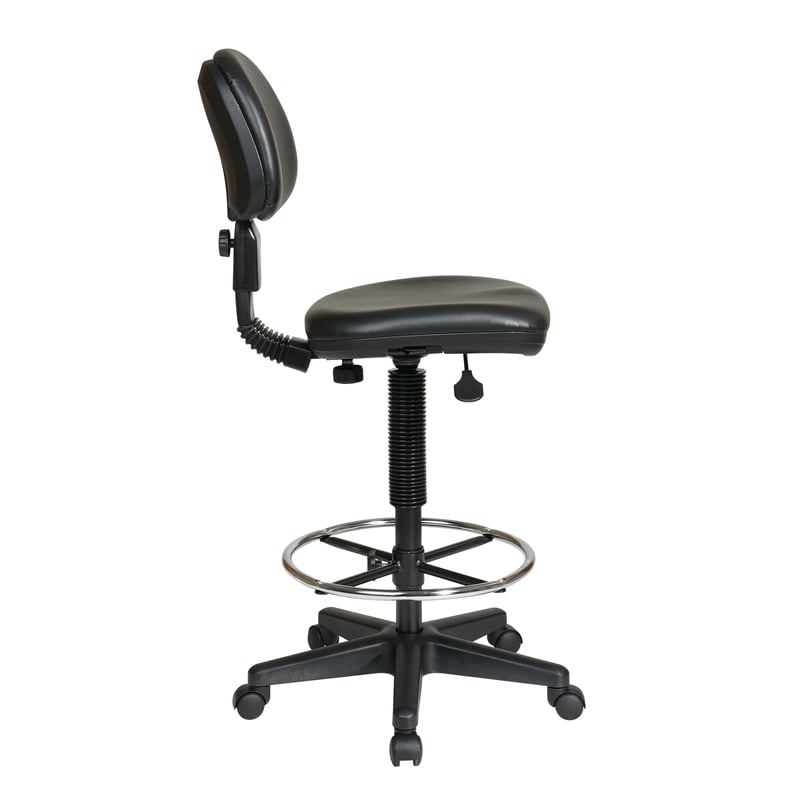 Sculptured Black Seat and Back Vinyl Drafting Chair