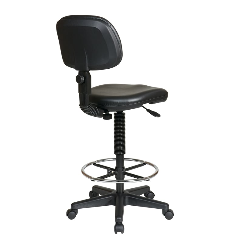 Sculptured Black Seat and Back Vinyl Drafting Chair