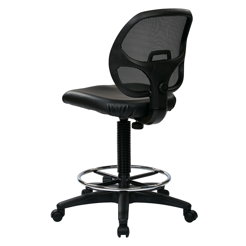 Deluxe Mesh Black Back Drafting Chair with Vinyl Seat