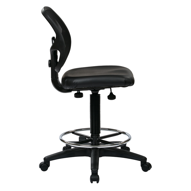 Deluxe Mesh Black Back Drafting Chair with Vinyl Seat