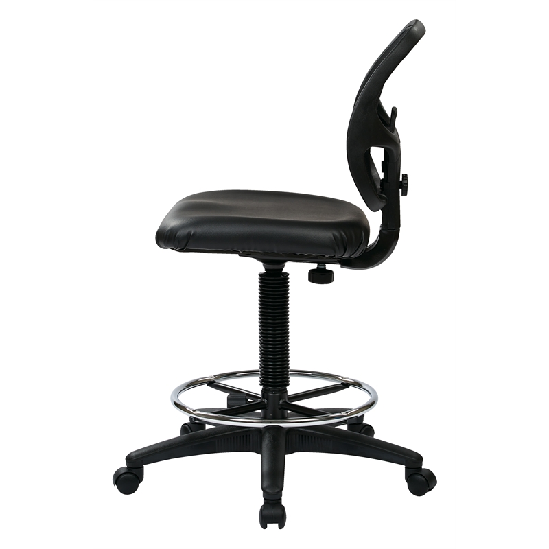 Deluxe Mesh Black Back Drafting Chair with Vinyl Seat