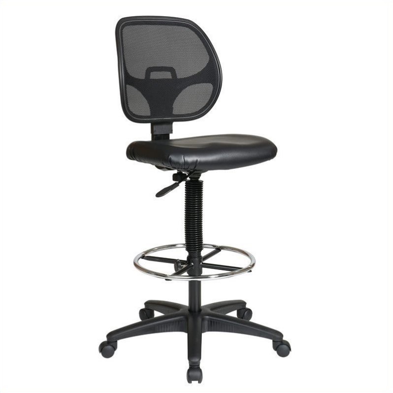 Deluxe Mesh Black Back Drafting Chair with Vinyl Seat