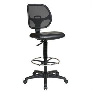 Deluxe Mesh Black Back Drafting Chair with Vinyl Seat
