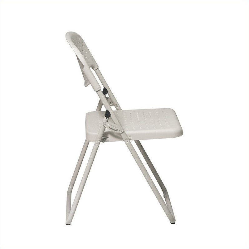 Folding Chair with Beige Plastic Seat and Back and Beige Frame. (4 Pack)