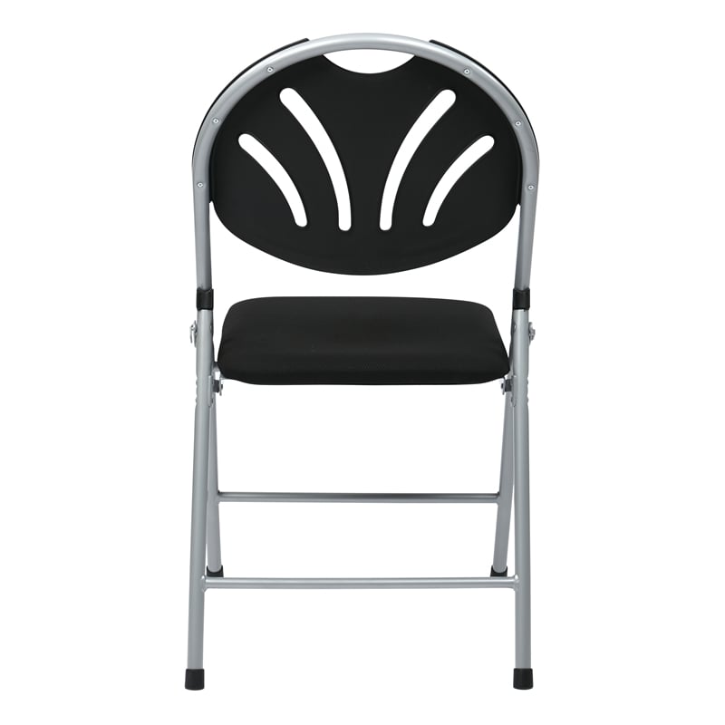 Set of 4 Plastic Folding Chair in Black and Silver