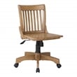 Deluxe Armless Wood Bankers Office Chair in Medium Brown