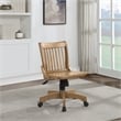 Deluxe Armless Wood Bankers Office Chair in Medium Brown