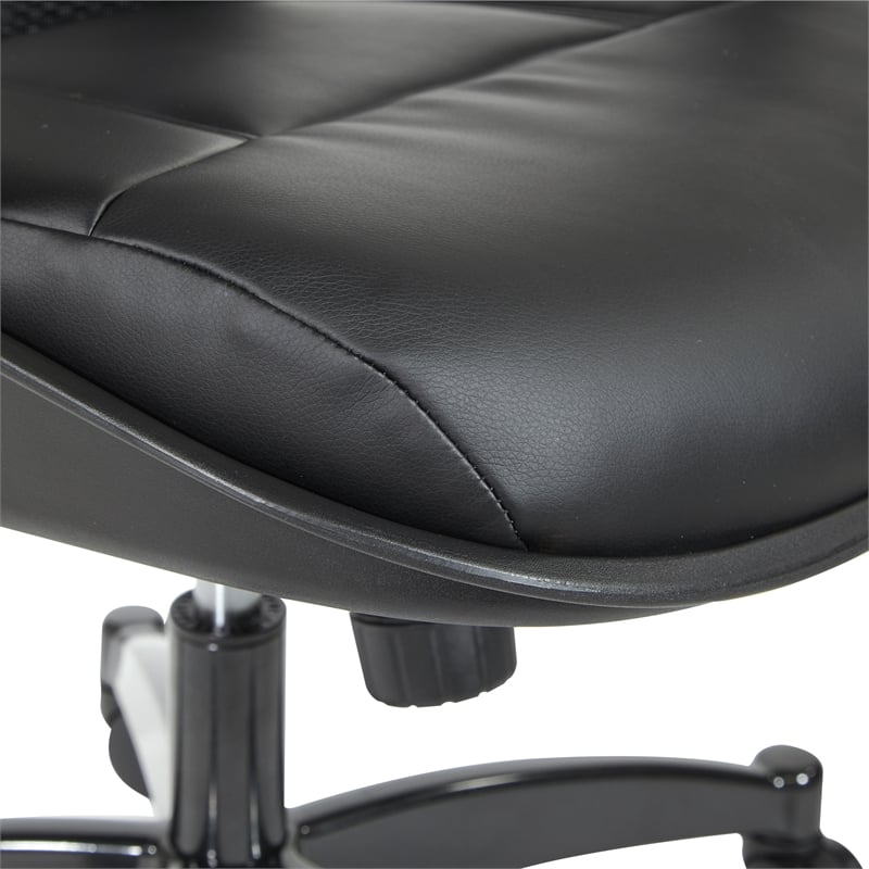 Professional Breathable Mesh Back Chair with Bonded Leather Seat in Black