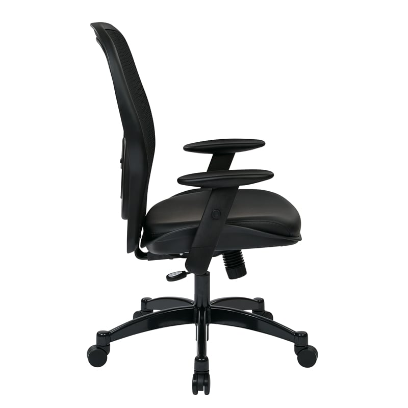 Professional Breathable Mesh Back Chair with Bonded Leather Seat in Black