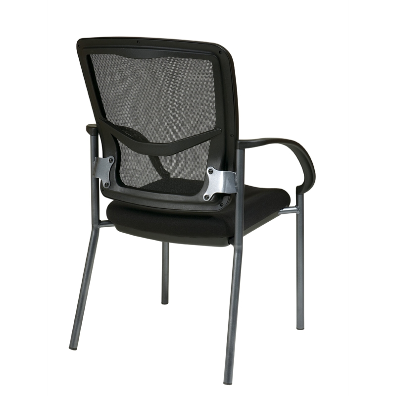 ProGrid Black Visitors Chair with Arms and Titanium Finish Fabric Seat