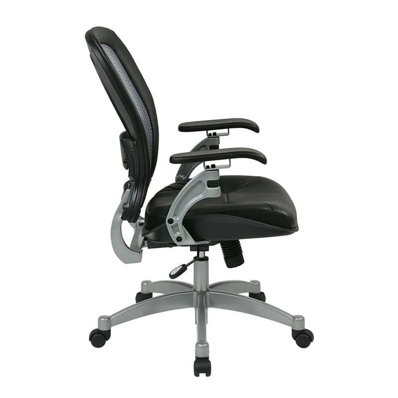 Office Star SPACE Air Grid Leather Office Chair in Black and Platinum