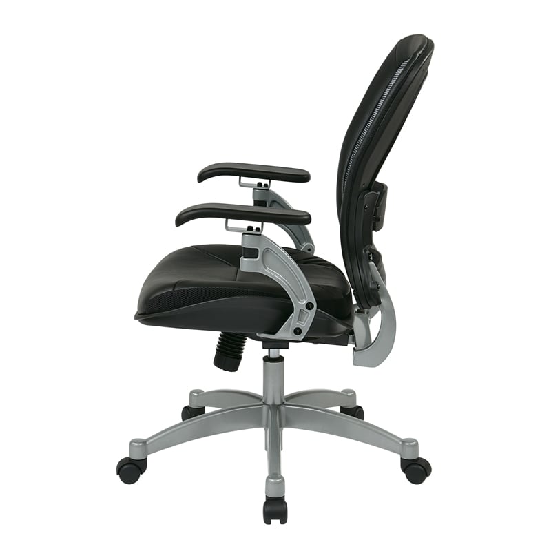 Office Star SPACE Air Grid Leather Office Chair in Black and Platinum