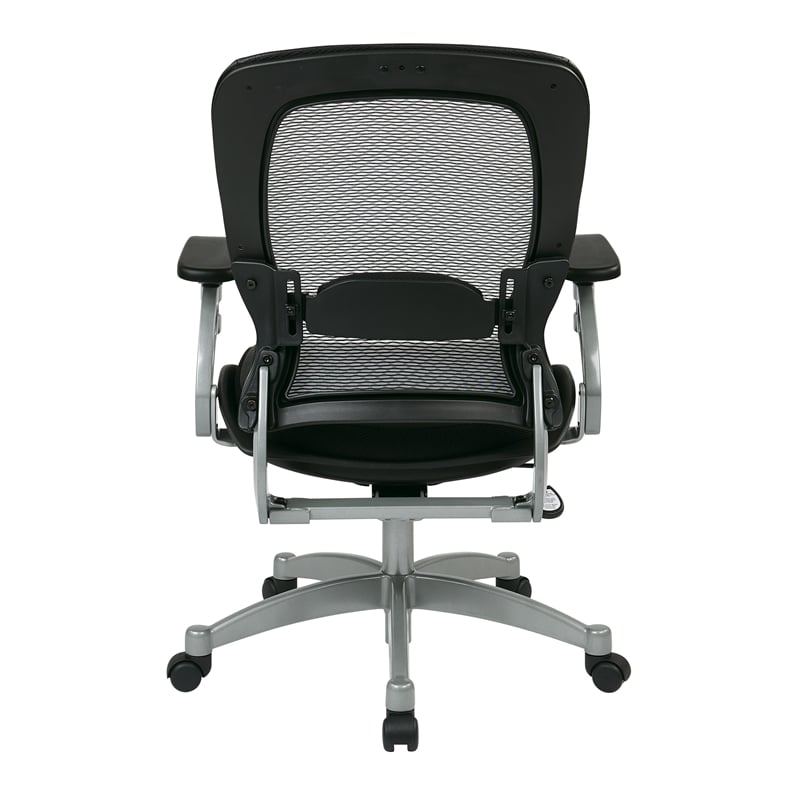 Office Star SPACE Air Grid Leather Office Chair in Black and Platinum