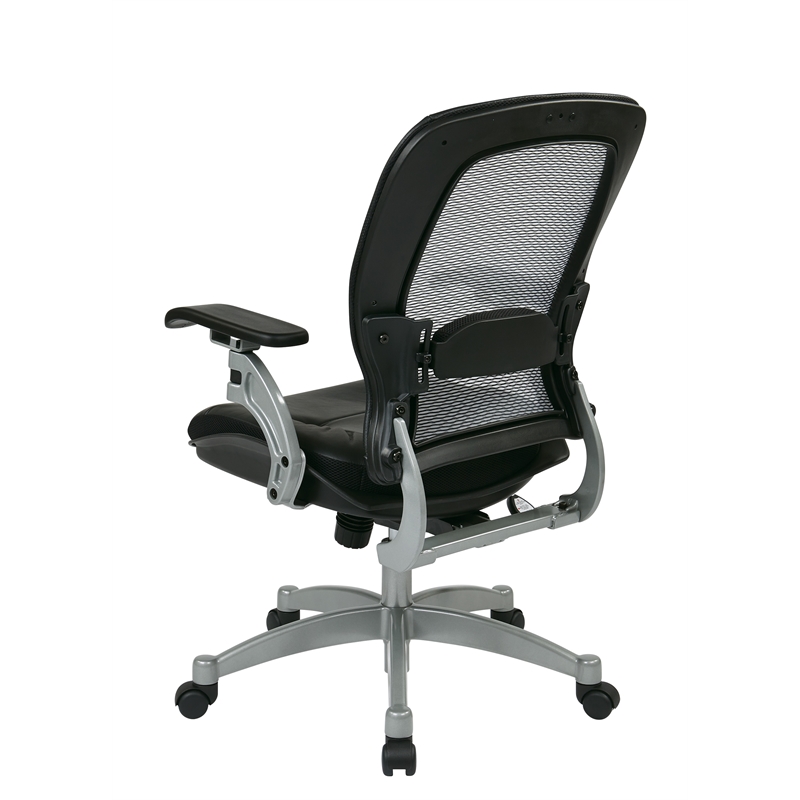 Office Star SPACE Air Grid Leather Office Chair in Black and Platinum