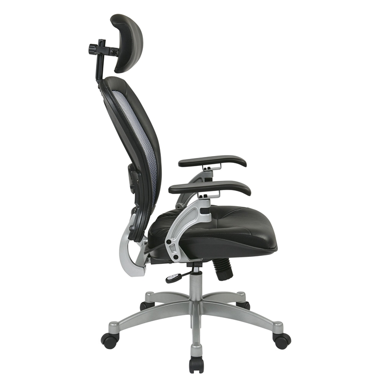 Office Star Space Seating Executive Bonded Leather Office Chair in Black