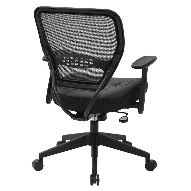 Professional Dark Air Grid Back Managers Office Chair Black Eco Leather Seat