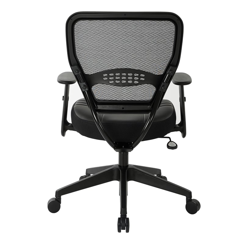 Professional Dark Air Grid Back Managers Office Chair Black Eco Leather Seat