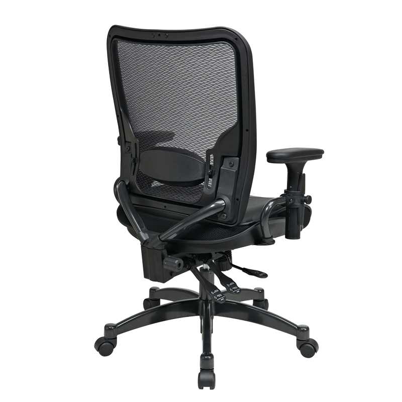 Leather Seat and Air Grid Back Managers Office Chair in Black