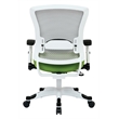 SPACE White Frame Managers Green Chair  Padded Mesh Seat and Back with Flip Arms