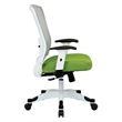 SPACE White Frame Managers Green Chair  Padded Mesh Seat and Back with Flip Arms