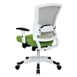 SPACE White Frame Managers Green Chair  Padded Mesh Seat and Back with Flip Arms