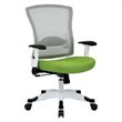 SPACE White Frame Managers Green Chair  Padded Mesh Seat and Back with Flip Arms