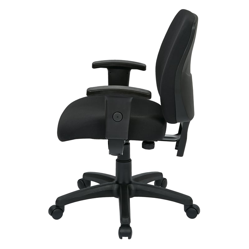 Deluxe Task Office Chair with Ratchet Back Height in Coal Black Fabric