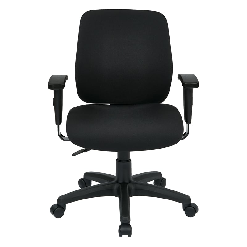Deluxe Task Office Chair with Ratchet Back Height in Coal Black Fabric