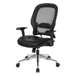 Air Grid Black Back Office Chair with Bonded Leather Seat