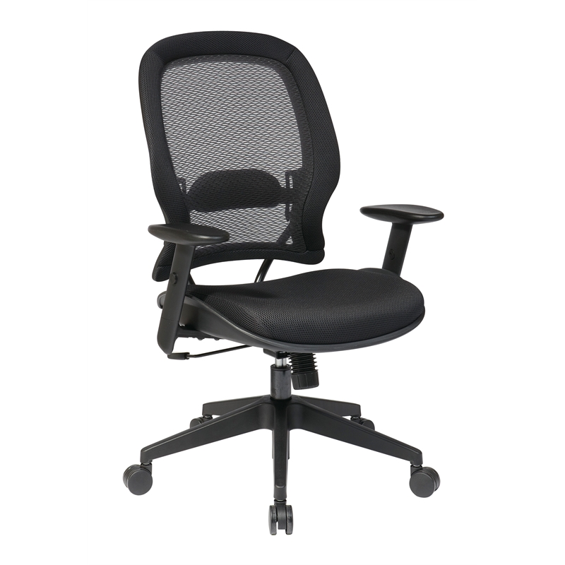 Office Star AirGrid Back and Mesh Fabric Seat Office Chair in Black