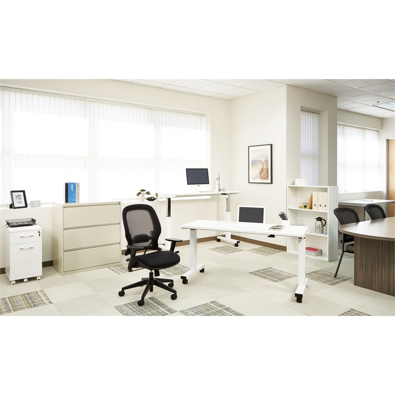 Office Star AirGrid Back and Mesh Fabric Seat Office Chair in Black