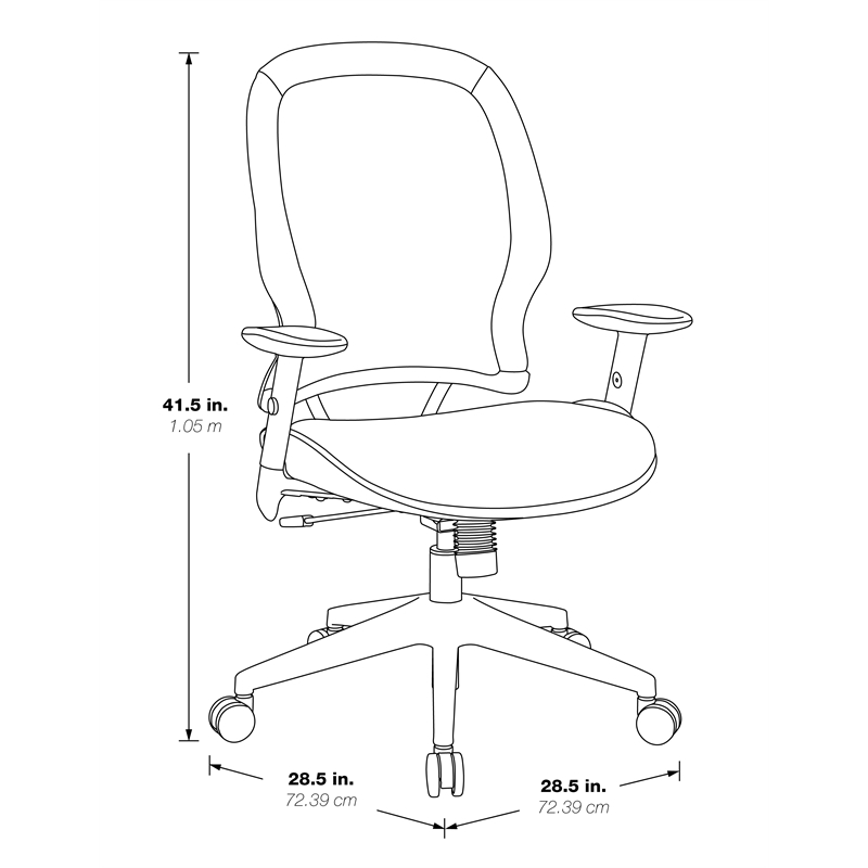 Office Star AirGrid Back and Mesh Fabric Seat Office Chair in Black