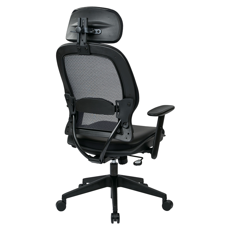 Professional Air Grid Black Chair with Bonded Leather Seat  Adjustable Headrest