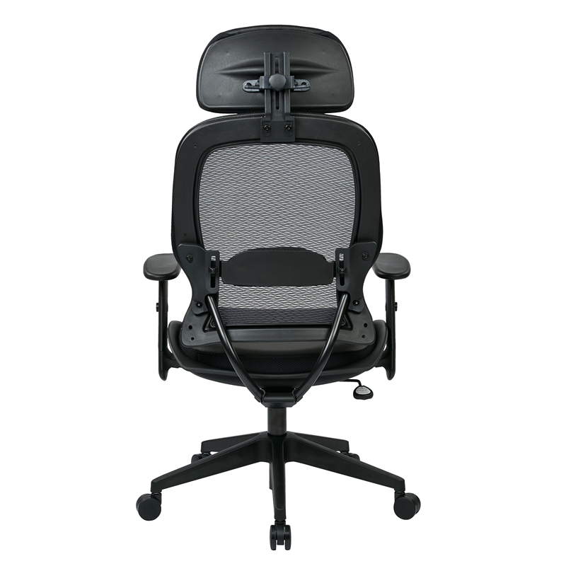 Professional Air Grid Black Chair with Bonded Leather Seat  Adjustable Headrest