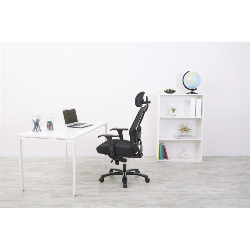 Professional Air Grid Back and Black Mesh Fabric Seat with Steel Finish Base