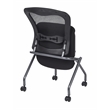 Set of 2 Deluxe Armless Folding Chair with ProGrid Black in Coal Black Fabric