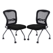 Set of 2 Deluxe Armless Folding Chair with ProGrid Black in Coal Black Fabric