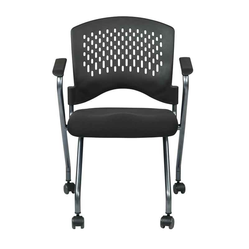 Set of 2 Deluxe Black Folding Chair with Ventilated Plastic Wrap Around Back