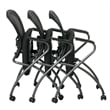 Set of 2 Deluxe Folding Chair with Arms in Coal Black Fabric