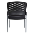 Titanium Finish Armless Black Visitors Chair with Ventilated Plastic Wrap