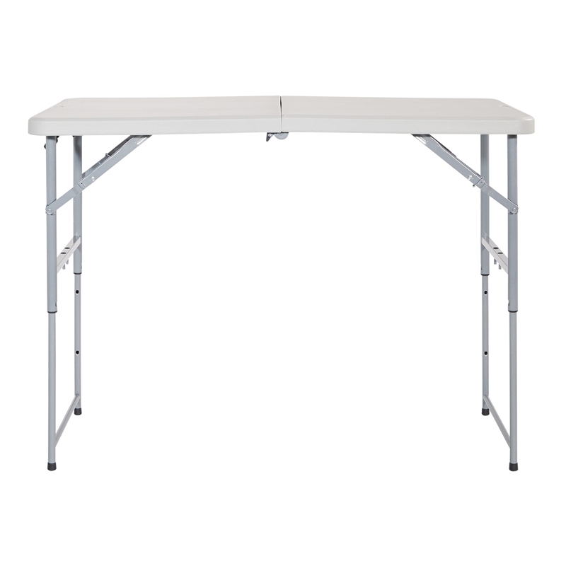 4' Long- Height Adjustable Fold in Half Resin Multi Purpose Table in Light Gray